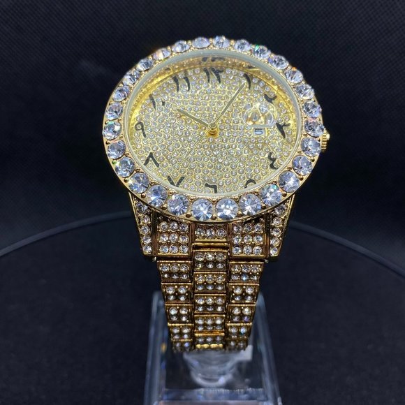 LIMITED Edition18K Gold Plated Iced Out Diamond Luxury Design Watch - Picture 2 of 5